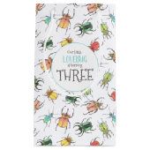 ラブバグ水色カブトムシとハート中Gi スモールペーパーバッグ (正面)