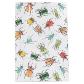 ラブバグ水色カブトムシとハート ミディアムペーパーバッグ (正面)