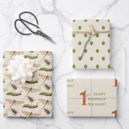 ラブバグ虫名前をカスタムする1st誕生日 ラッピングペーパーシート