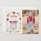 ラブバグ誕生日ガールズラブバグラディバードの写真 招待状 (正面)