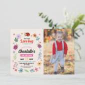 ラブバグ誕生日ガールズラブバグラディバードの写真 招待状 (スタンド正面)