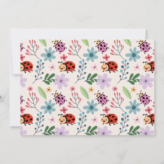 ラブバグ誕生日ガールズラブバグラディバードの写真 招待状 (裏面)