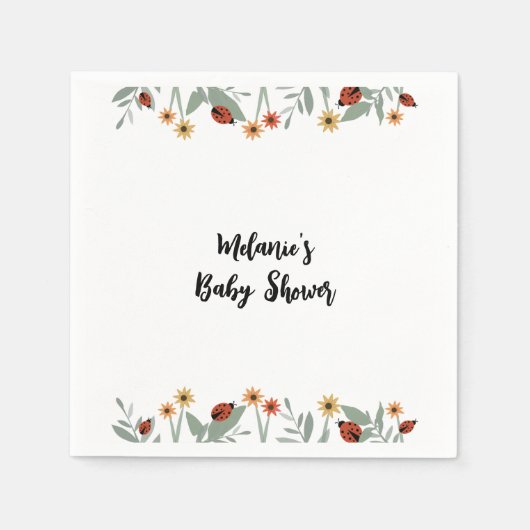 ラブバグ赤ちゃんシャワーナプキン スタンダードカクテルナプキン (正面)