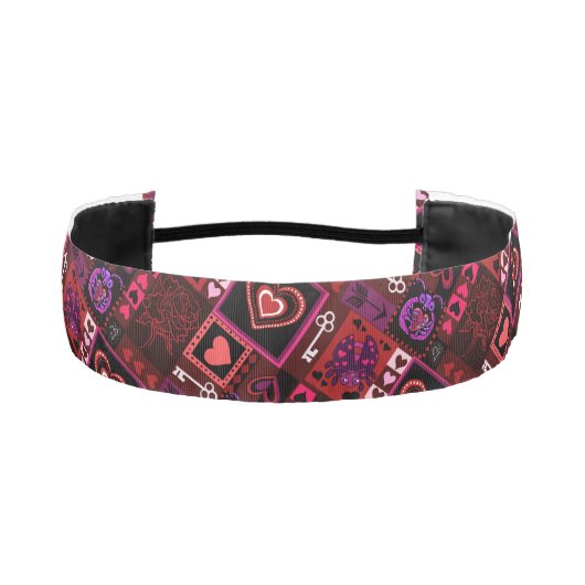 ラブバグ&かわいいハートパターン アスレチックヘッドバンド (正面)