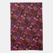 ラブバグ&かわいいハートパターン キッチンタオル (縦)