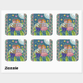 ラブバグ，ホタル&満月，かわいいバレンタイン スクエアシール (シート)