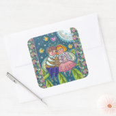 ラブバグ，ホタル&満月，かわいいバレンタイン スクエアシール (封筒)