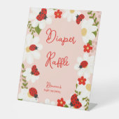 ラブバグladybugデイジーベビーシャワーおむつラッフル 台座サイン (正面)