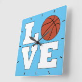 ラブバスケットボールカスタムチームカラースポーツプレーヤー スクエア壁時計 (傾斜)