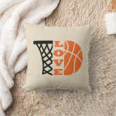 ラブバスケットボールフープとオレンジボール クッション (ブランケット)