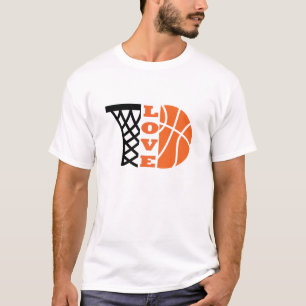 ラブバスケットボールフープとオレンジボール Tシャツ