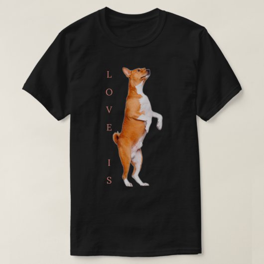 ラブバセンジドッグママパパ子犬かわいいペットバレンタイン Tシャツ (デザイン正面)