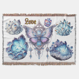 ラブバタフライフローラフレーム基本Dark Tシャツ スローブランケット