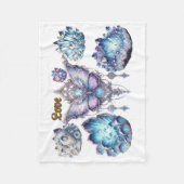 ラブバタフライフローラフレーム基本Dark Tシャツ フリースブランケット (正面)