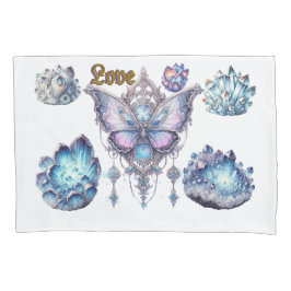 ラブバタフライフローラフレーム基本Dark Tシャツ 枕カバー