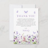 ラブバタフライ ワイルドフラワーのブライダルシャワー サンキューカード (正面)