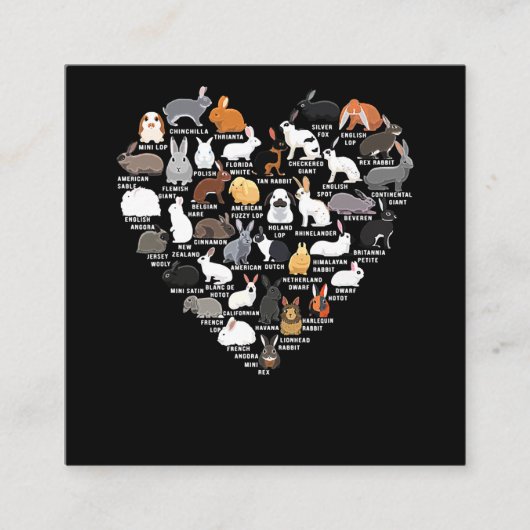 ラブバニーズラビッおもしろいトハート スクエア名刺 (正面)