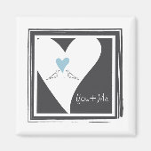 ラブバパーソナライズされたリズライトブルーハート マグネット (正面)