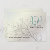 ラブバモダンリズツリーホワイトウェディングRSVP インビテーションポストカード (正面/裏面)