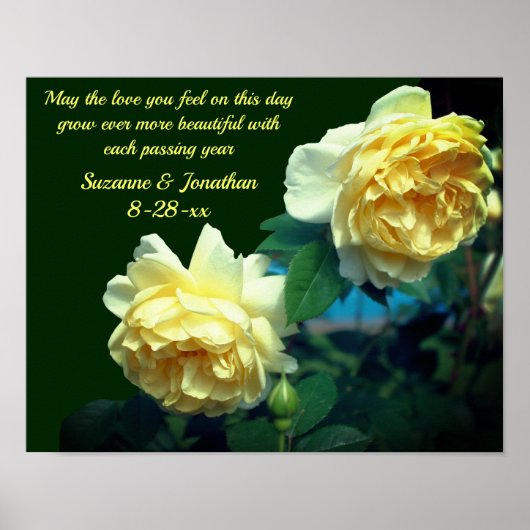 ラブバラパーソナライズされたス結婚フラワー ポスター (正面)