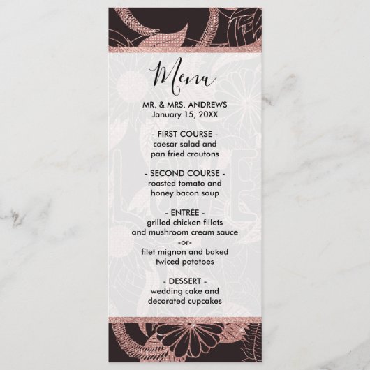 ラブバラ金ゴールドグリッターガーリー花のパターン メニュー (正面)