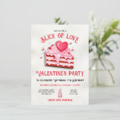 ラブバレンタインのケーキ誕生日パーティーのスライス 招待状 (スタンド正面)