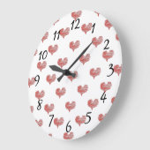 ラブバレンタインズデー赤いハートスケッチ ラージ壁時計 (傾斜)