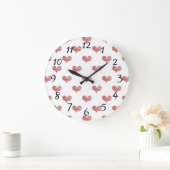 ラブバレンタインズデー赤いハートスケッチ ラージ壁時計 (ホーム)