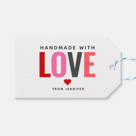 ラブバレンタインデレッドハート名で手作り ギフトタグ