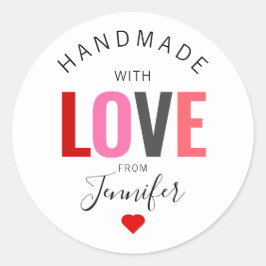 ラブバレンタインデレッドハート名で手作り ラウンドシール