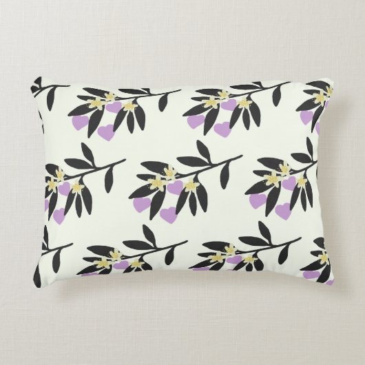 ラブバレンタインデーハート枝花パターン アクセントクッション (正面)