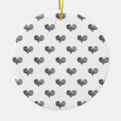 ラブバレンタインデーブラックハートスケッチ セラミックオーナメント (正面)