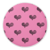 ラブバレンタインデーブラックハートスケッチ セラミックノブ (正面)