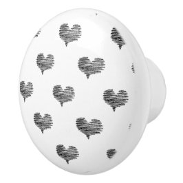 ラブバレンタインデーブラックハートスケッチ セラミックノブ