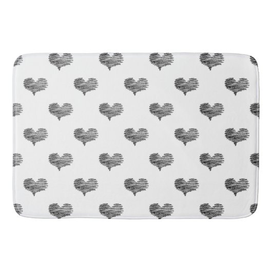ラブバレンタインデーブラックハートスケッチ バスマット (正面)