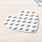 ラブバレンタインデーブラックハートスケッチ ペーパーコースター (アングル)