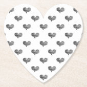 ラブバレンタインデーブラックハートスケッチ ペーパーコースター (正面)