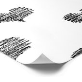 ラブバレンタインデーブラックハートスケッチ ポスター (角)