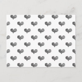 ラブバレンタインデーブラックハートスケッチ ポストカード