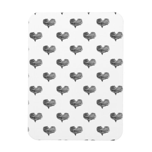 ラブバレンタインデーブラックハートスケッチ マグネット (縦)