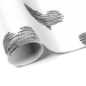 ラブバレンタインデーブラックハートスケッチ ラッピングペーパー (ロールコーナー)