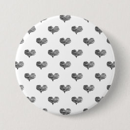 ラブバレンタインデーブラックハートスケッチ 缶バッジ