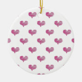 ラブバレンタインデーホットピンクハートスケッチ セラミックオーナメント (正面)