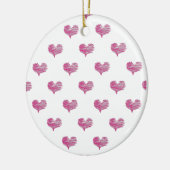 ラブバレンタインデーホットピンクハートスケッチ セラミックオーナメント (左)
