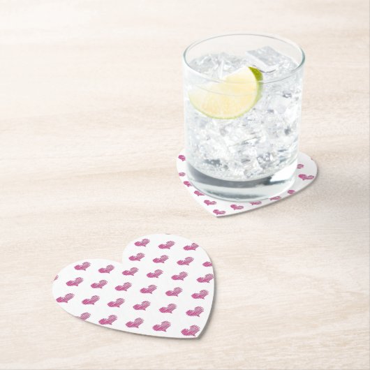 ラブバレンタインデーホットピンクハートスケッチ ペーパーコースター (インサイチュ)