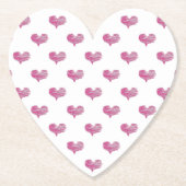 ラブバレンタインデーホットピンクハートスケッチ ペーパーコースター (正面)