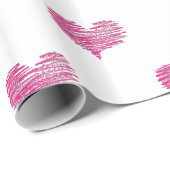 ラブバレンタインデーホットピンクハートスケッチ ラッピングペーパー (ロールコーナー)