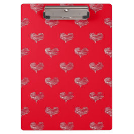 ラブバレンタインデーホワイトハートスケッチ クリップボード