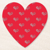 ラブバレンタインデーホワイトハートスケッチ ペーパーコースター (正面)