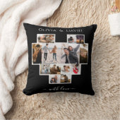 ラブバレンタインデー写真コラージブラック クッション (ブランケット)